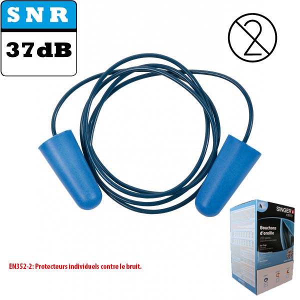 Voir la fiche produit Bouchons d'oreille dtectables avec cordon. SNR: 37 dB. HGBDTC - SINGER FRRES 2