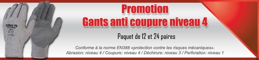 Promotion sur les gants anti coupure de niveau 4
